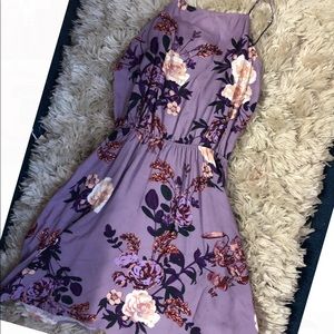 Purple Floral Casual Summer Dress